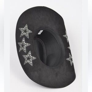 Hotfix Black Western Star Studded Accents hat adult one size country